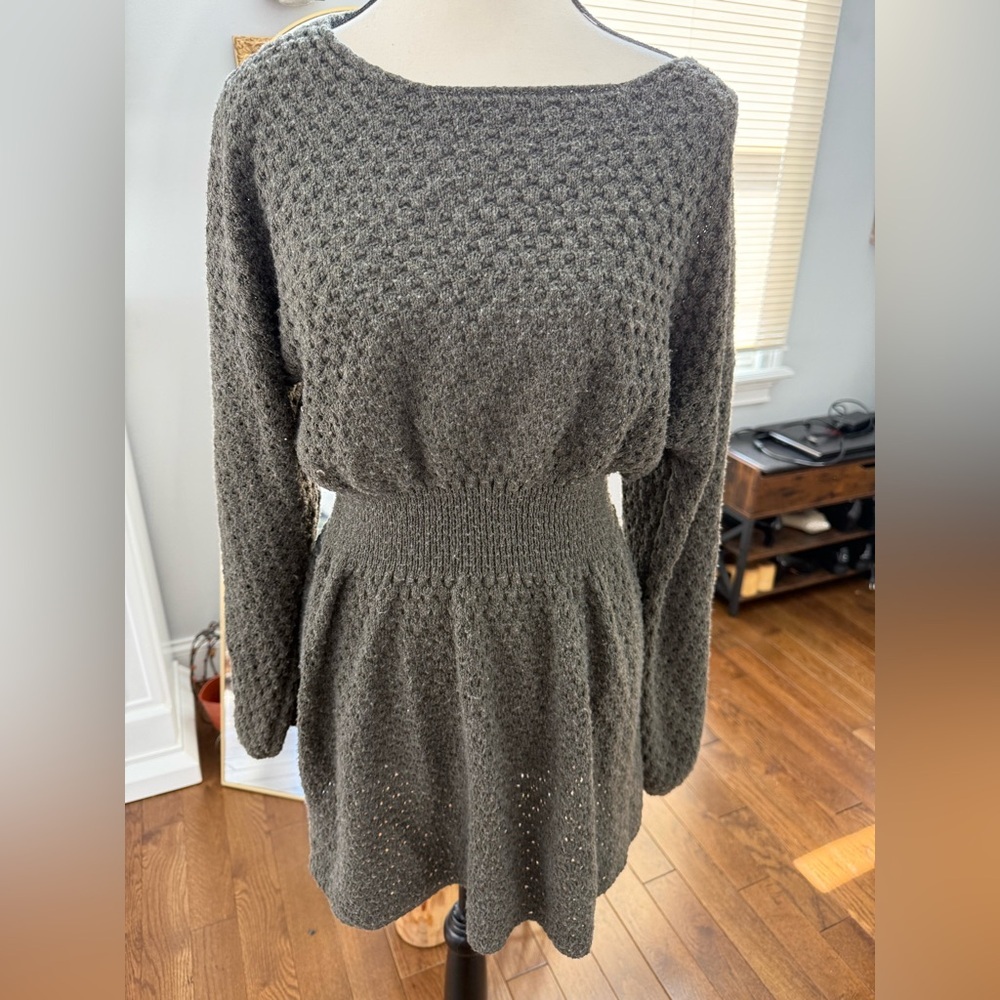 SHEIN Textured Knit Dress in Dark Gray